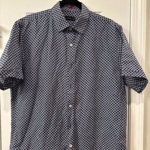 Nove 9 Large (L) Men's Navy Blue Short Sleeved Button Down